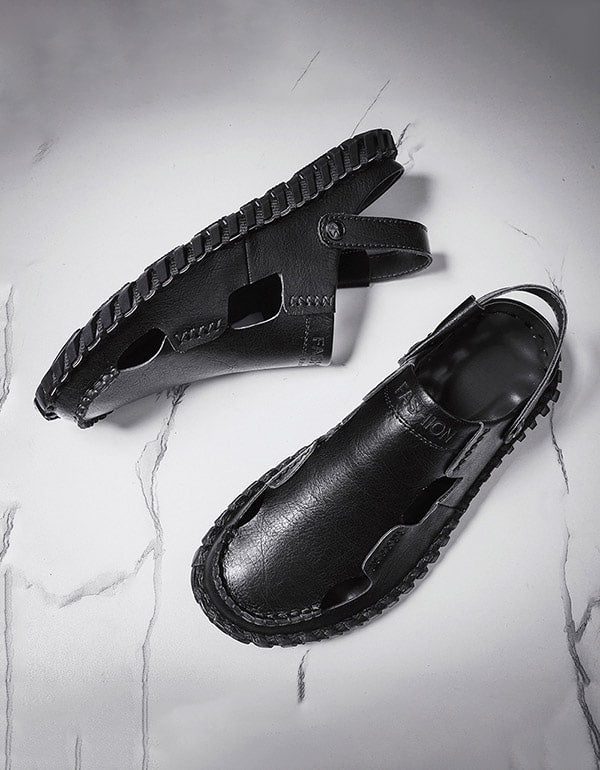 Heren Zomer Leren Sandalen Loafers