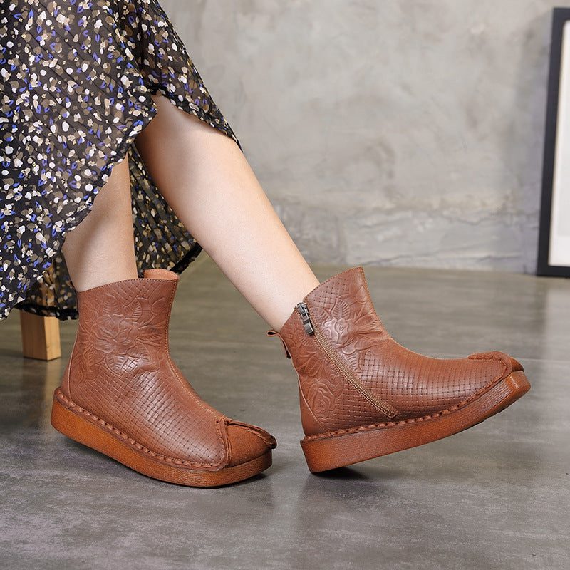Dik Fluwelen Leer Herfst Winter Handgemaakte Etnische Vrouwen Laarzen | Geschenkschoenen