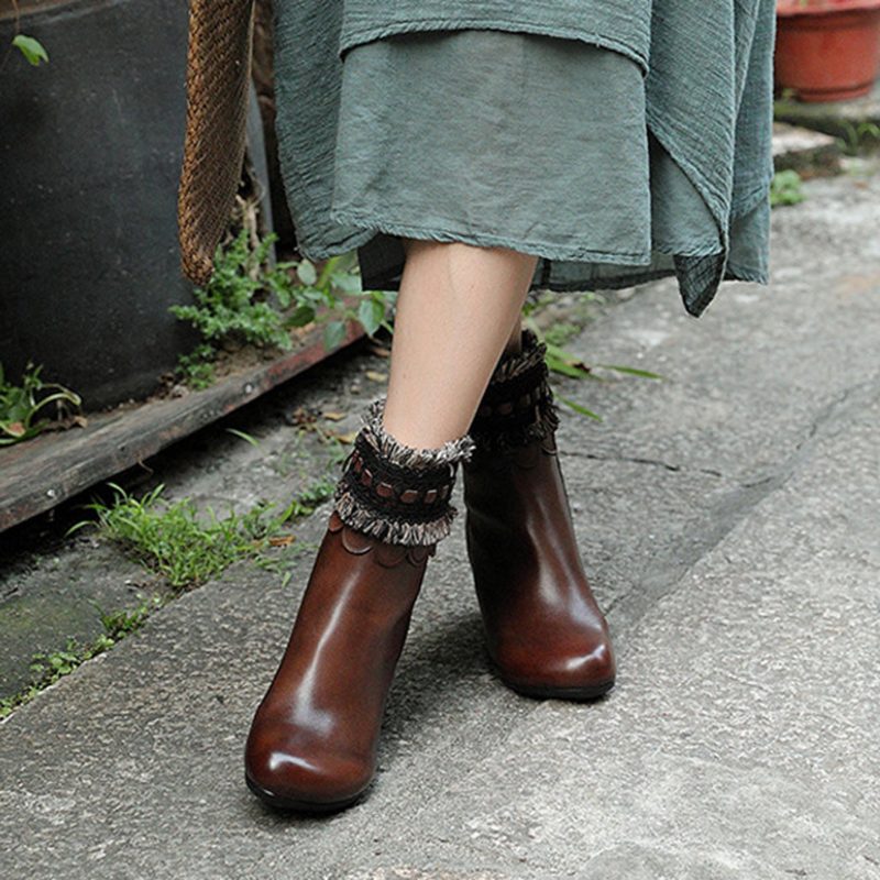 Herfst Winter Casual Leren Retro Laarzen | Cadeau Schoenen