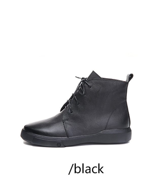 Herfst Winter Echt Leer Platte Retro Veterschoenen