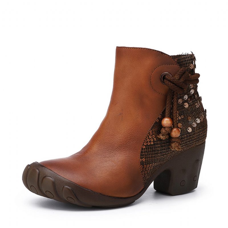 Herfst Winter Enkellaarsjes Vijfvinger Retro Leer | Cadeau Schoenen