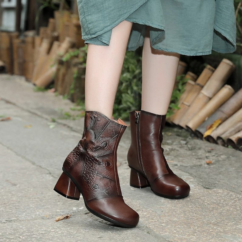 Herfst Winter Leren Retro Dameslaarzen | Cadeau Schoenen