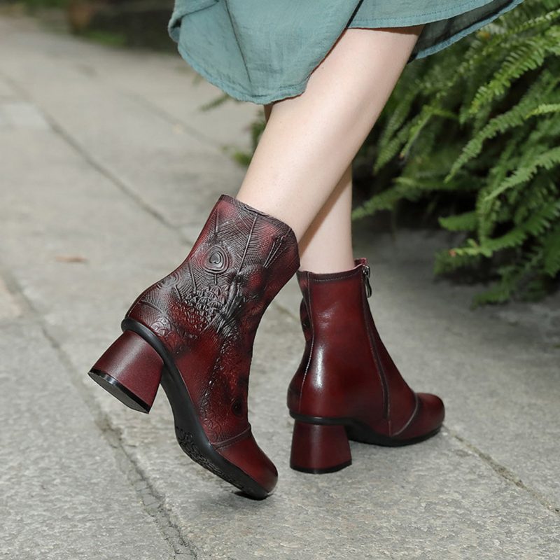 Herfst Winter Leren Retro Dameslaarzen | Cadeau Schoenen