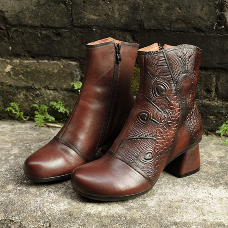 Herfst Winter Leren Retro Dameslaarzen | Cadeau Schoenen