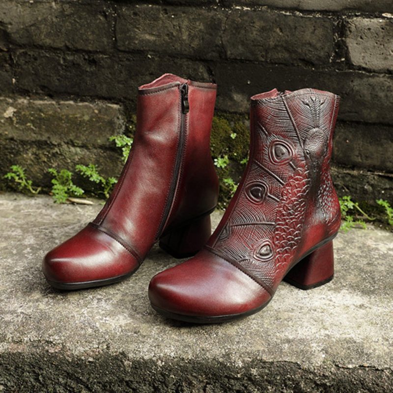 Herfst Winter Leren Retro Dameslaarzen | Cadeau Schoenen