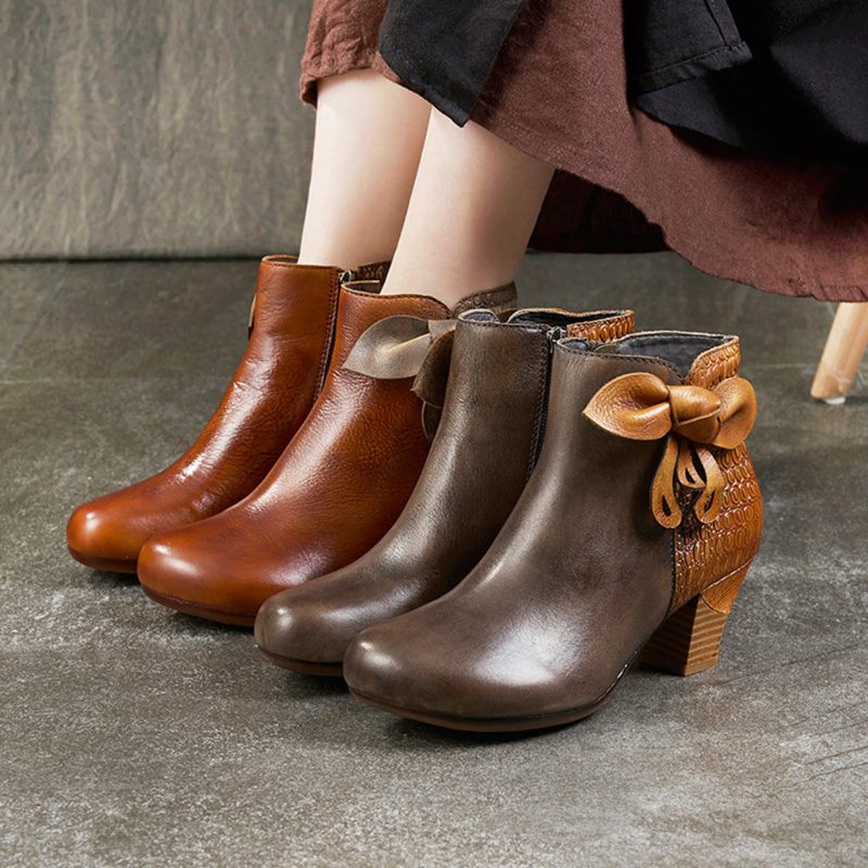 Herfst Winter Mode Lederen Handgemaakte Korte Dames Laarzen | Cadeau Schoenen