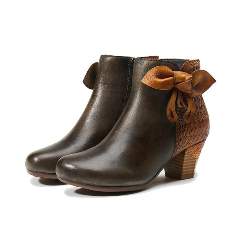 Herfst Winter Mode Lederen Handgemaakte Korte Dames Laarzen | Cadeau Schoenen