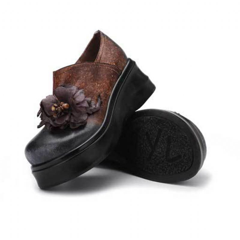 Herfst Winter Retro Lederen Platform Kleur Bijpassende Damesschoenen | Cadeau Schoenen