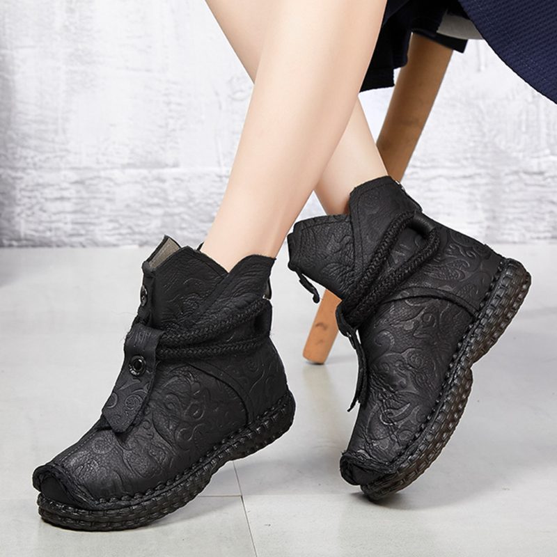 Herfst Winter Soft Bodem Leren Dames Laarzen