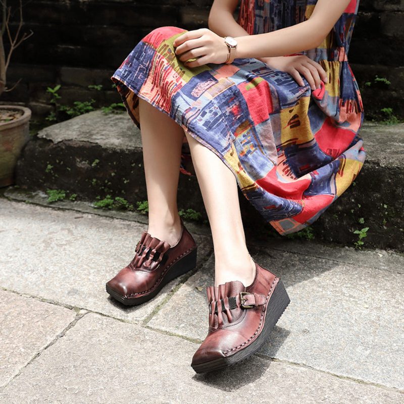 Leren Winterschoenen Met Retro Sleehak | Cadeau Schoenen