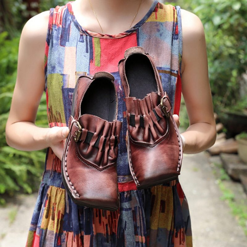 Leren Winterschoenen Met Retro Sleehak | Cadeau Schoenen