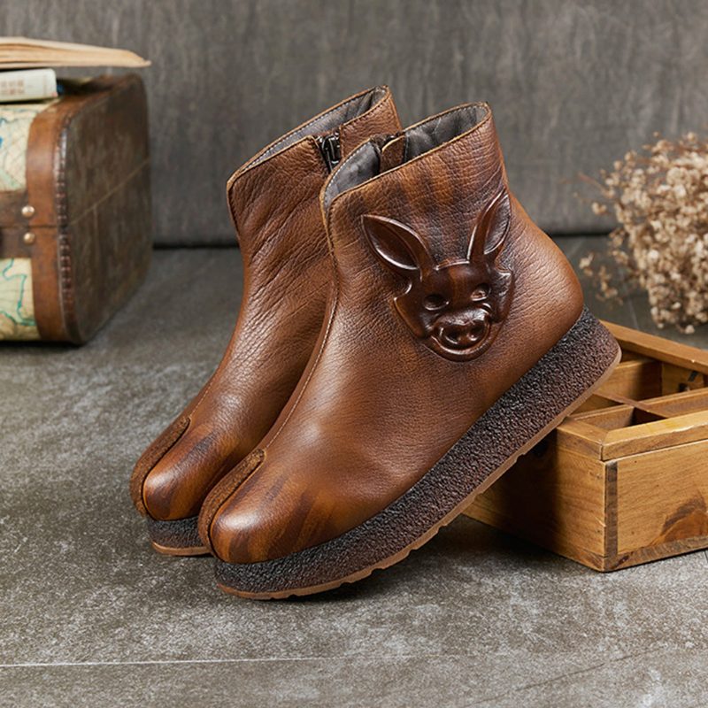 Retro Leren Comfort Retro Dames Winterlaarzen