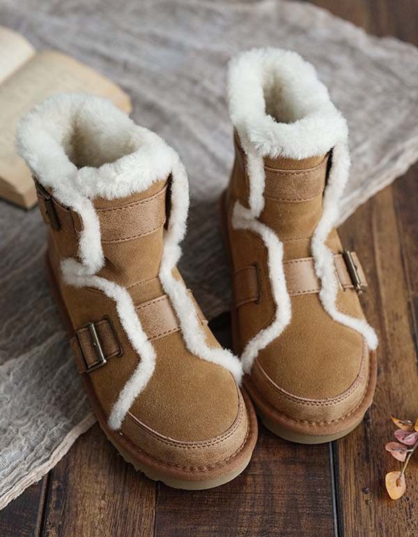 Suede Fluffy Winter Snowboots Voor Dames