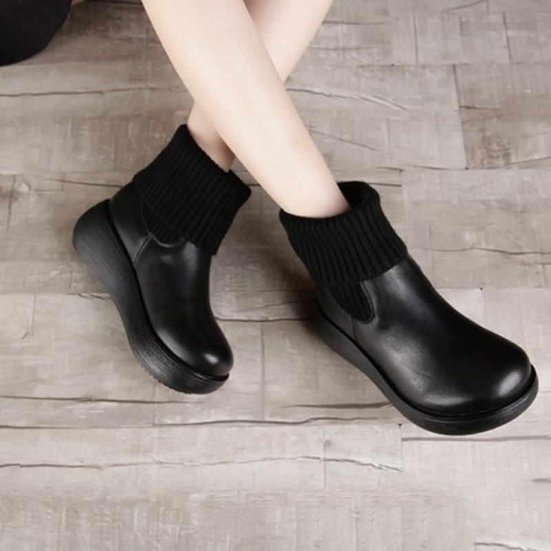 Winter Retro Leren Dames Korte Laarzen | Cadeau Schoenen