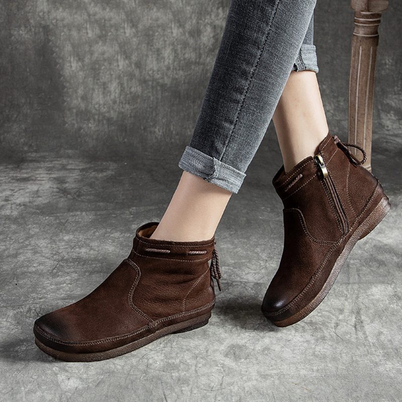 Winter Retro Leren Damesschoenen | Cadeau Schoenen