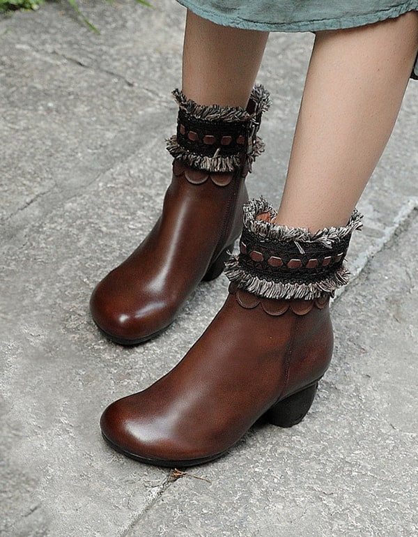 Boheemse Kwasten Retro Chunky Heel Boots