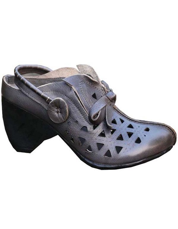 Handgemaakte Lederen Dikke Hakken Retro Schoenen