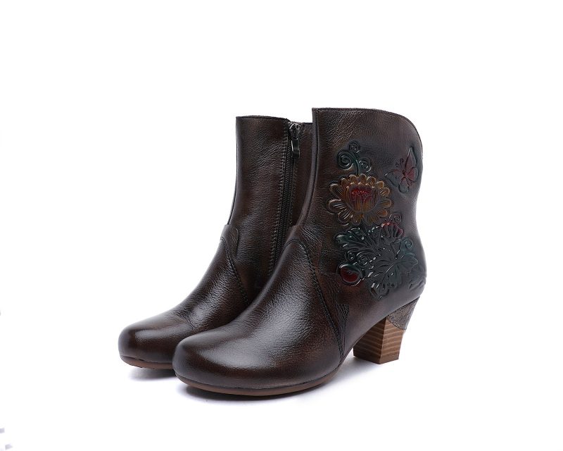 Handgemaakte Vintage Chunky Halfhoge Laarzen