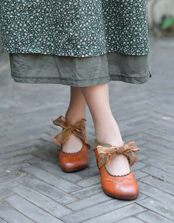 Handgemaakte Vintage Elegante Ballet Chunky Hakken