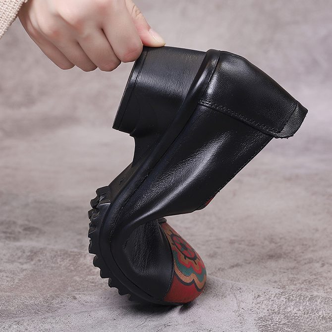 Herfst Etnische Stijl Lederen Bedrukte Schoenen
