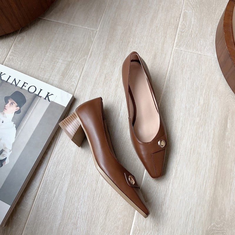 Pumps Met Vierkante Hak En Vierkante Kop | Cadeau Schoenen
