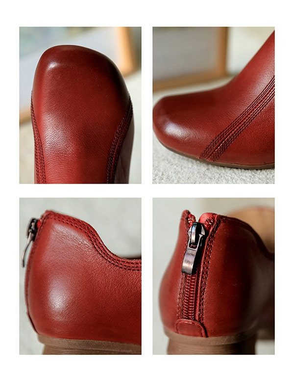Retro Elegante Stevige Schoenen Met Ritssluiting Aan De Achterkant
