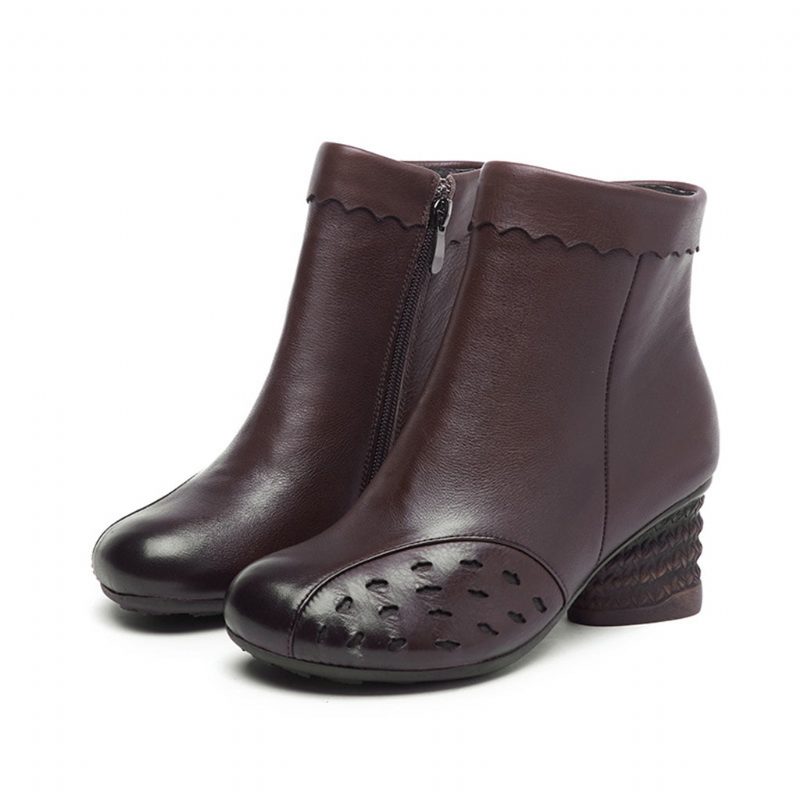 Retro Handgemaakte Leren Dikke Laarzen | Cadeau Schoenen