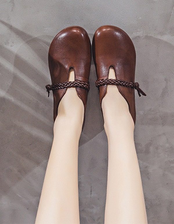 Retro Lederen Comfort Dikke Hak Dikke Schoenen