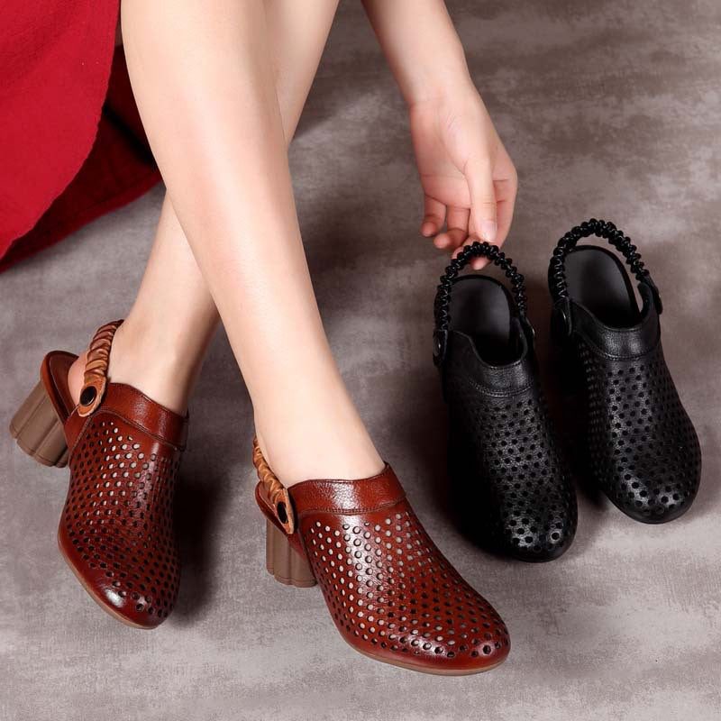 Retro Leren Dikke Schoenen Met Spitse Neus