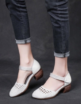 Zomer Geweven Enkelband Retro Chunky Schoenen