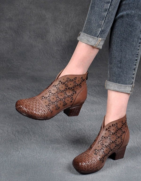 Zomer Vintage Hollow Chunky Heels Schoenen