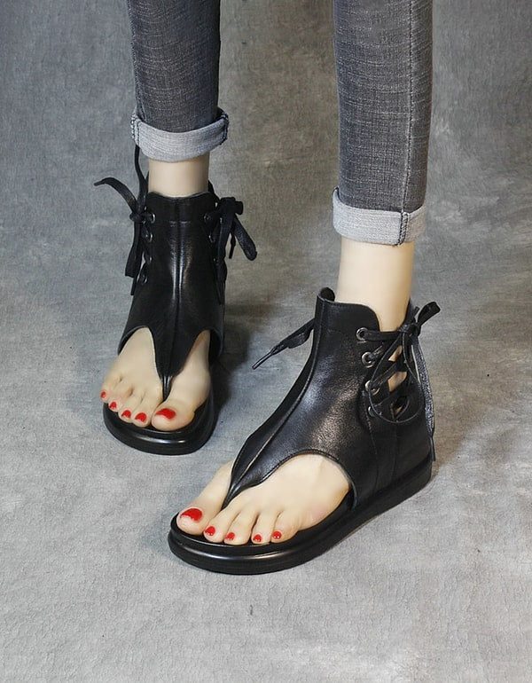 Dames Enkelkant Retro String Sandalen