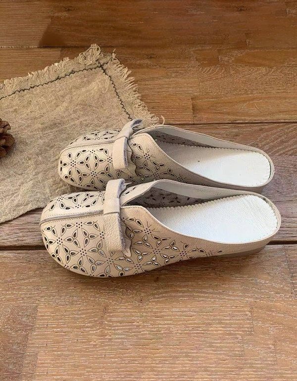 Damesschoenen Met Zachte Leren Strikdia's