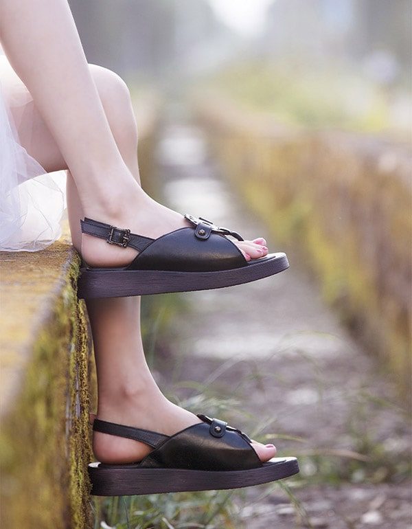 Vintage Handgemaakte Retro Teenslippers Sandalen