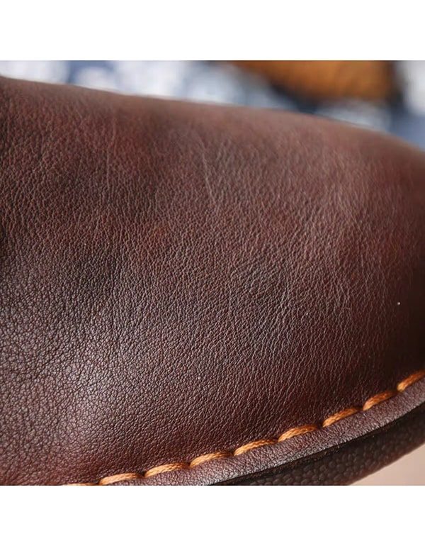 Zachte Onderkant Comfortabele Retro Lederen Platte Schoenen
