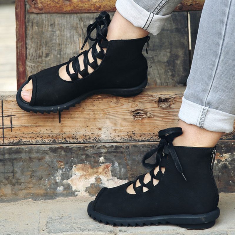 Zomer Lederen Retro Bandjes Casual Damessandalen | Cadeau Schoenen