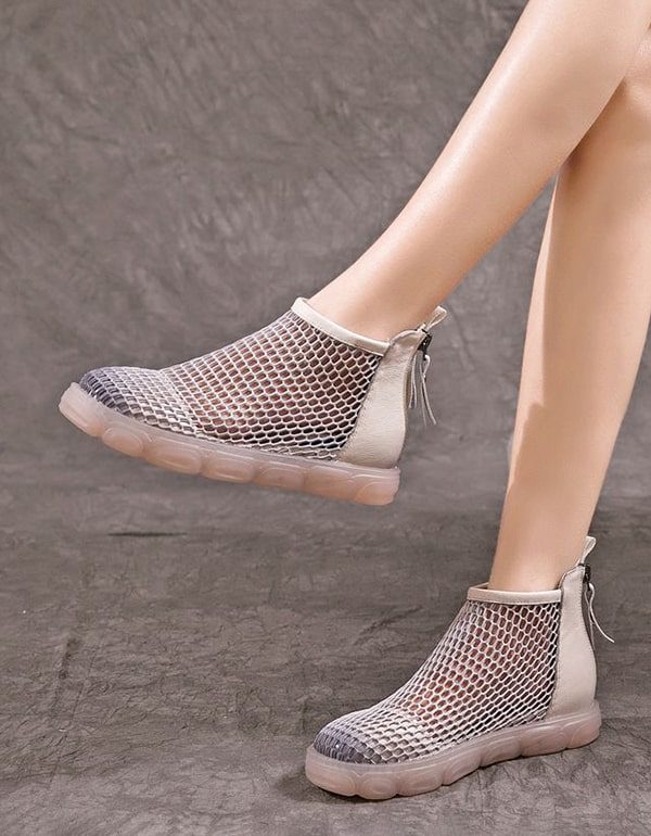 Zomer Mesh Ademende Retro Leren Sandalen Laarzen