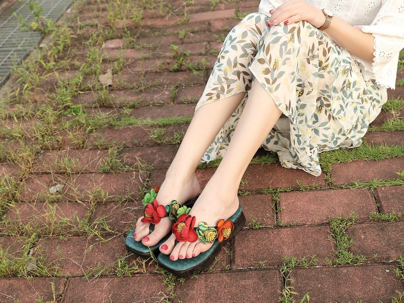 Zomer Retro Handgemaakte Bloem Sandalen