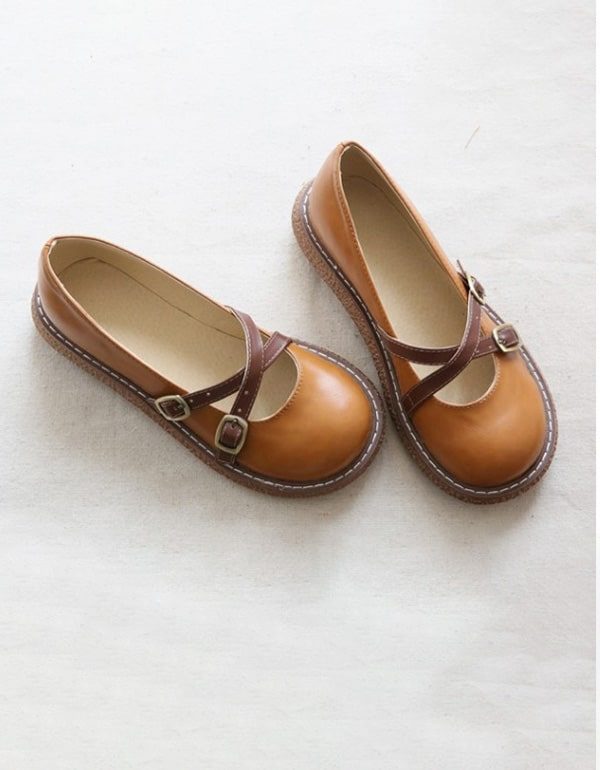 Comfortabele Platformschoenen Met Ronde Kop En Kruisband