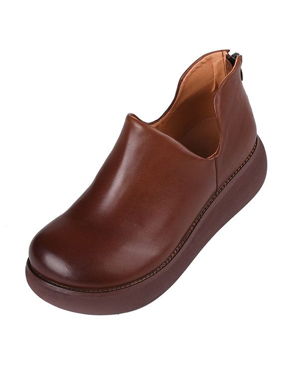 Waterdichte Retro Lederen Schoenen Met Ronde Kop