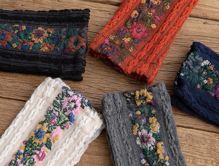 4 Paar Vintage Sokken Lange Sokken Voor Dames Bloemen
