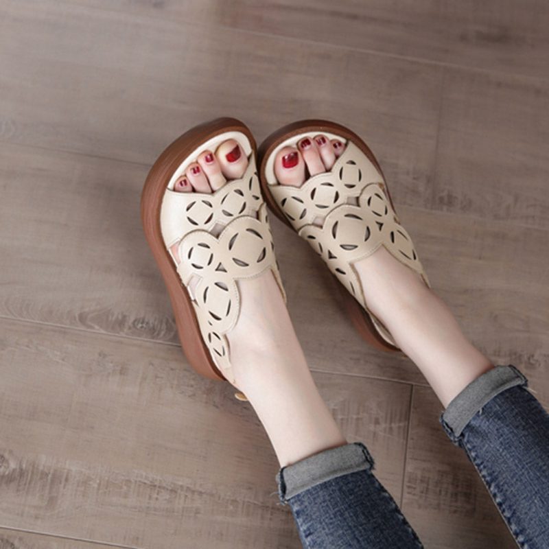 Fish Toe Hollow Wedge Dames Sandalen Slingback