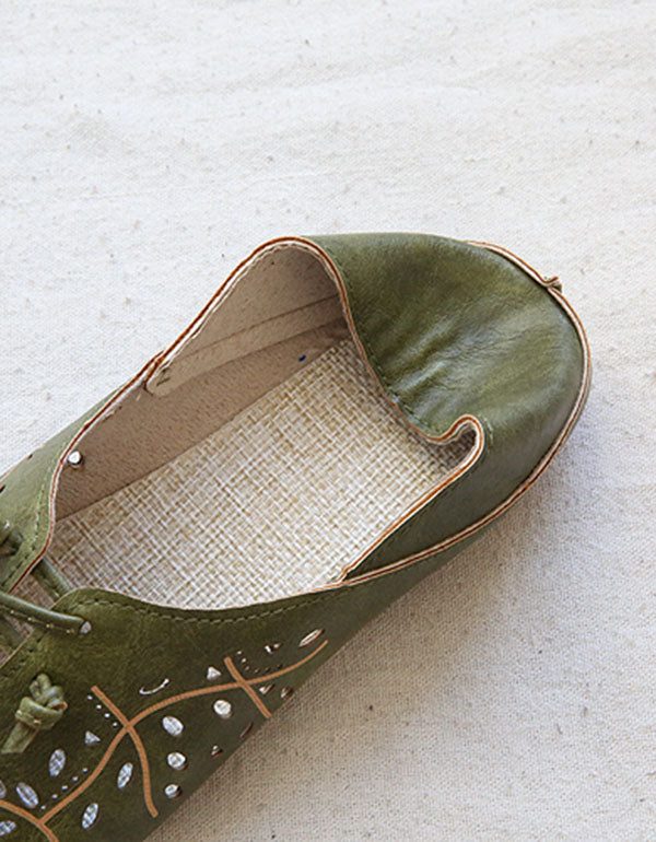 Retro Leren Hollow Zomer Platte Schoenen