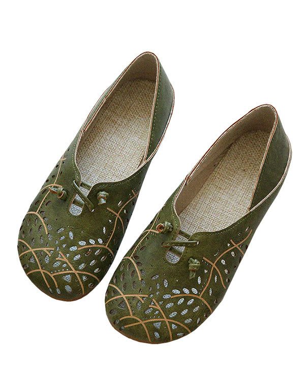 Retro Leren Hollow Zomer Platte Schoenen