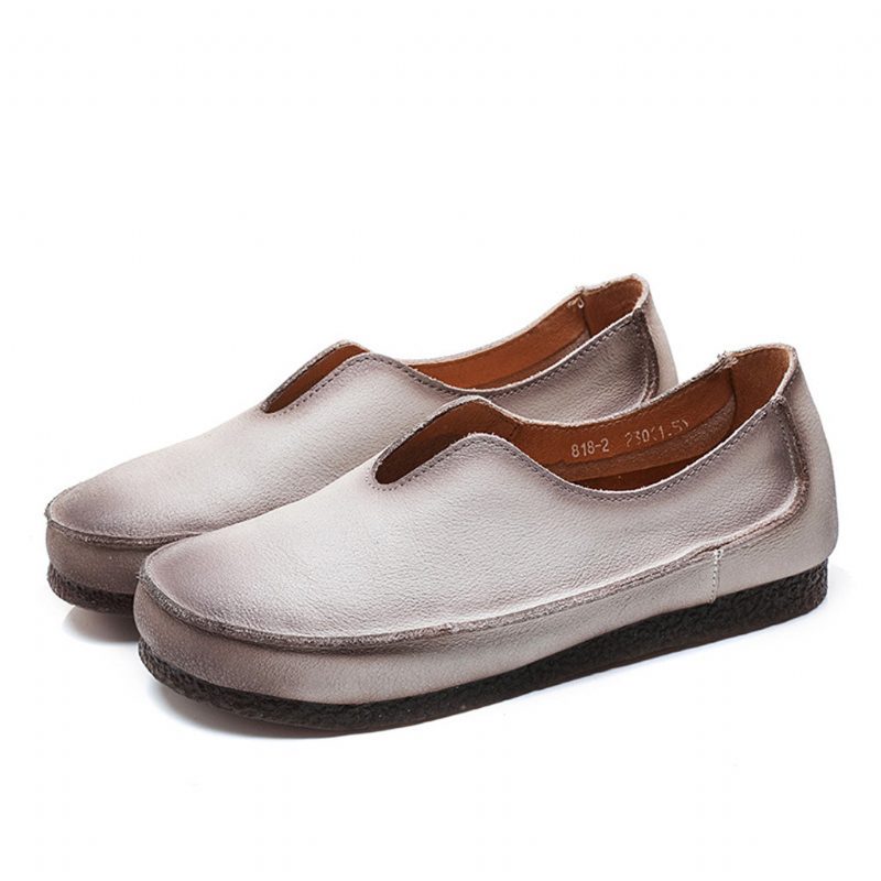 Verkoop Handgemaakte Zachte Lederen Slip-on Retro Platte Schoenen