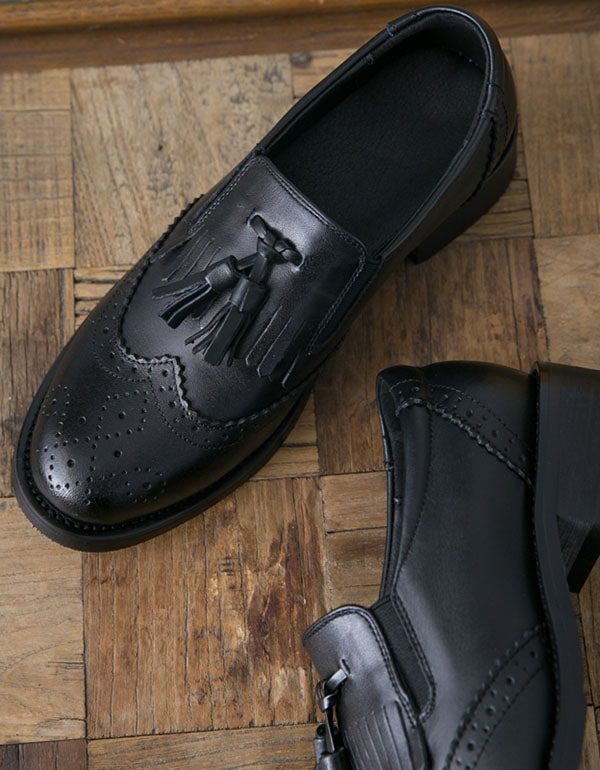 Handgemaakte Lederen Zwarte Oxford Schoenen In Britse Stijl