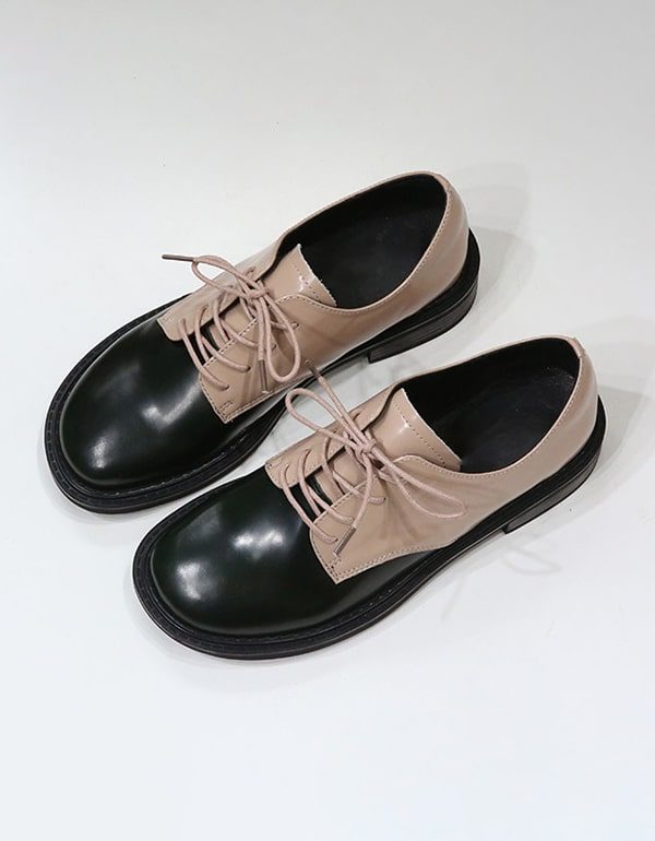 Handgemaakte Vintage Leren Schoenen Met Ronde Kop