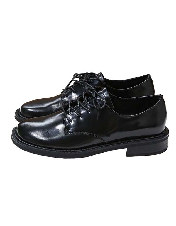 Handgemaakte Vintage Leren Schoenen Met Ronde Kop