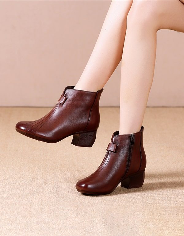 Elegante Retro Laarzen Met Dikke Hakken Voor Dames