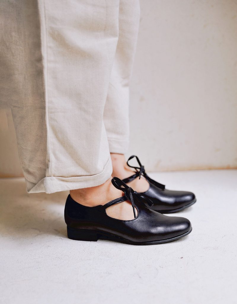 Handgemaakte Echt Lederen Vintage T-band Platte Schoenen